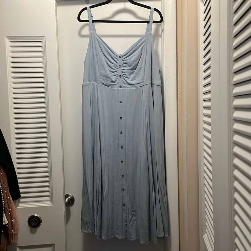 Torrid Midi Textured Woven Button-Front Dress
